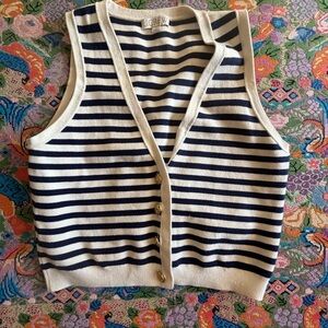 J. Crew Navy and White Striped Vest